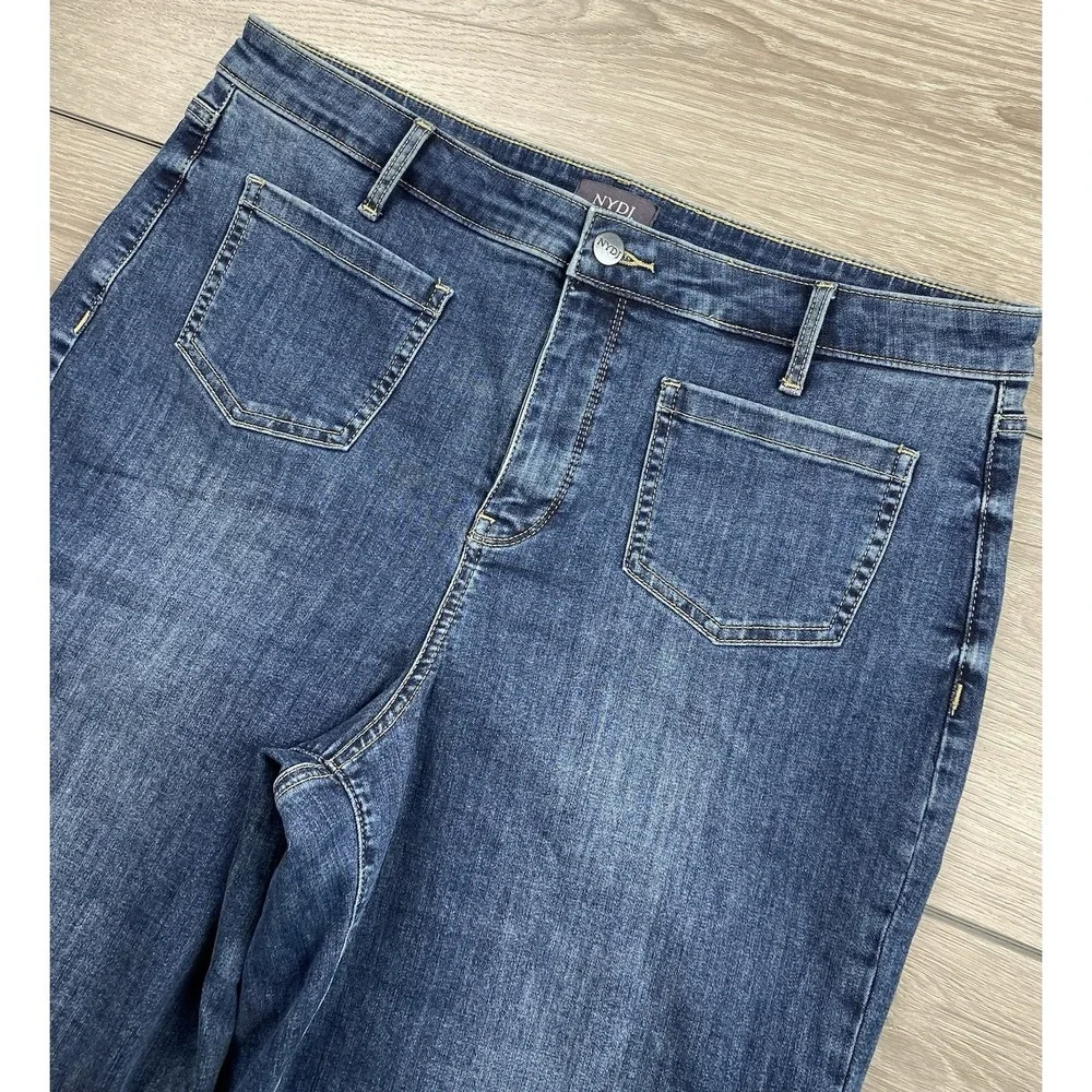 NYDJ Women's Wide Leg Cool Embrace High Rise Denim Jeans Blue Size 14 - Picture 2 of 10